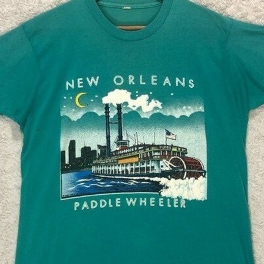 Vintage New Orleans Paddle Wheeler Graphic Tee Tourist Souvenir Shirt Size Large